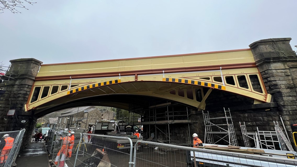 Repainted retained heritage portion of Buxton Road bridge 29 March 2023