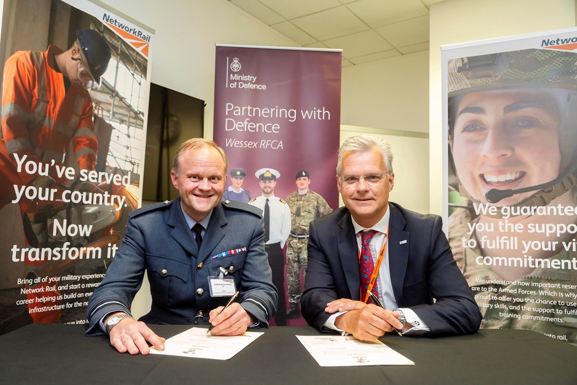 Network Rail reaffirms its commitment to the armed forces community: Network Rail chief executive, Mark Carne and Air Vice Marshall Graham Russell