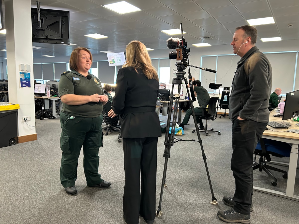 Claire Glister being interviewed by the BBC