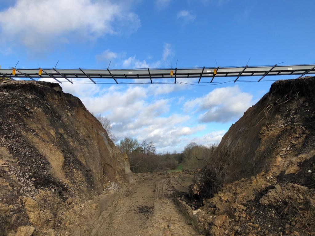 Edenbridge landslip cut-through: The railway has been cut through to access the landslip site