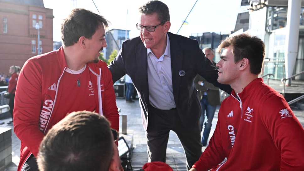 Team Wales were given a warm welcome home at the Senedd today (Credit: Matthew Horwood)