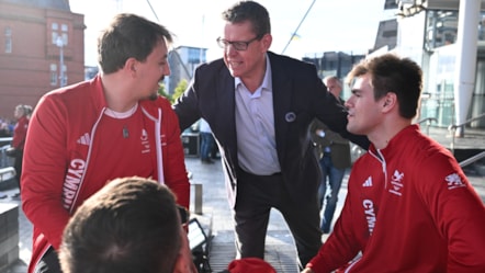 Team Wales were given a warm welcome home at the Senedd today (Credit: Matthew Horwood)