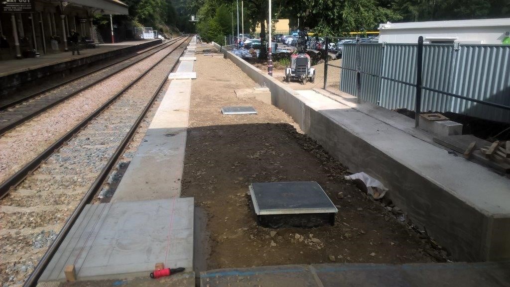 Platform extension work at Hebden Bridge station