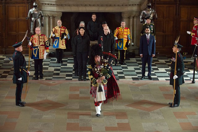 The ceremonial procession to mark the departure of the Stone of Destiny from the Great Hall at Edinburgh Castle: (c) Rob McDougall