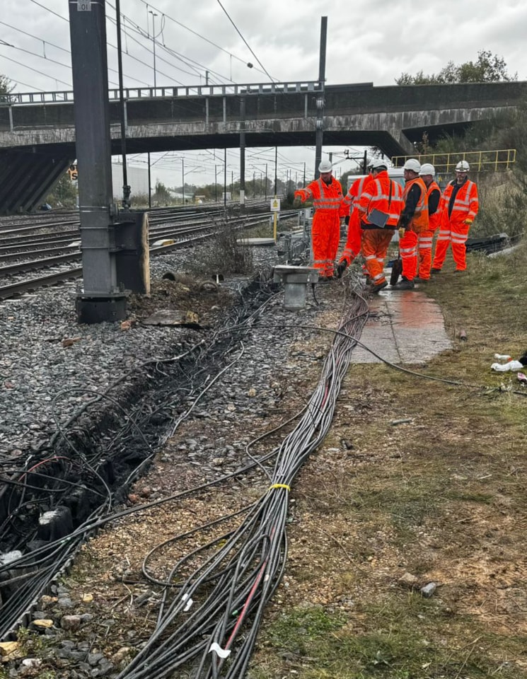 Replaces cabling beside fire-damaged cabling at Stevenage