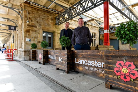 Avanti West Coast Tite & Locke Lancaster 2: (L - R): Phil Simpson (Director, Lancaster Brewery); Michael Byrne (Avanti West Coast Station Manager at Lancaster)