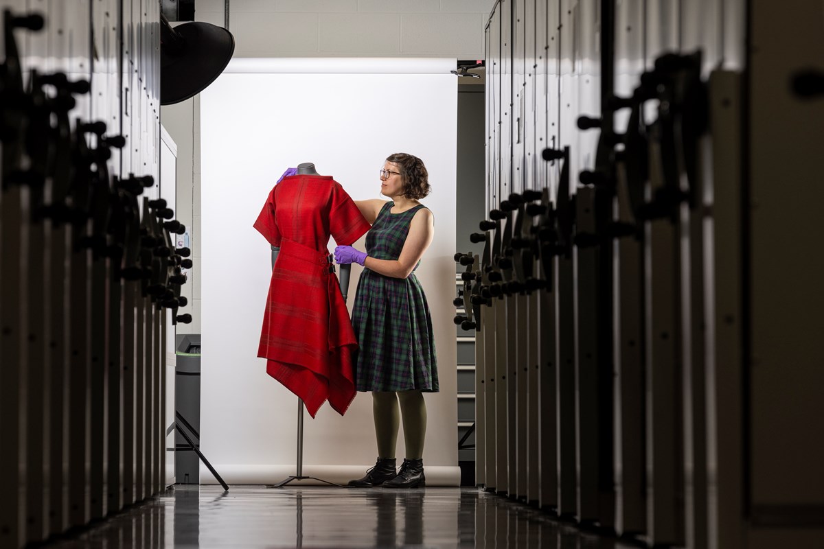 William Grant Foundation Research Fellow, Rosie Waine with a skirt and top by Prickly Thistle. Credit - Duncan McGlynn (4)