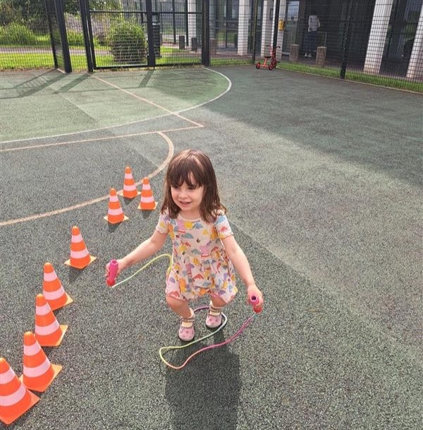 Three-year-old Anouk has fun in the sun at the Skelmersdale Family Hub and the Zone