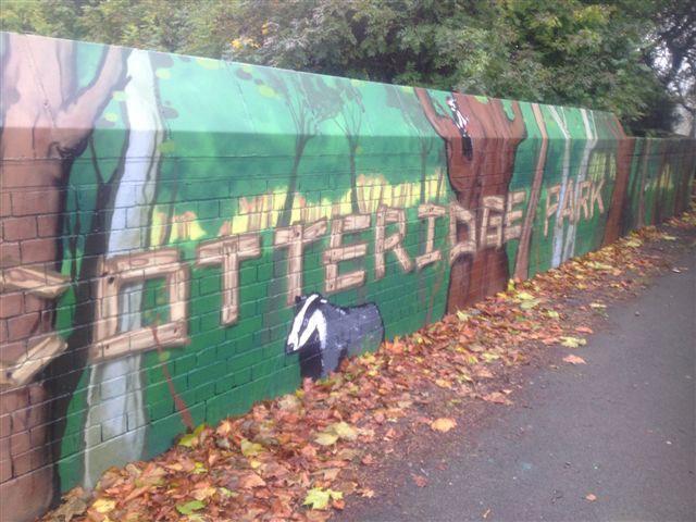 Artistic trees replace graffiti at park entrance: Breedon Road bridge