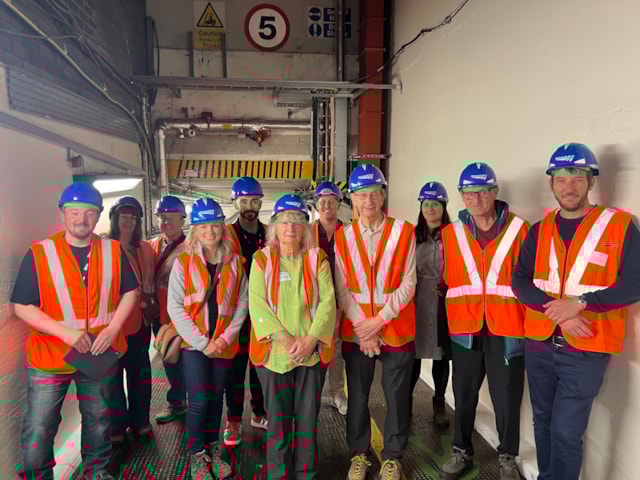 One of the 'hidden tunnel' tour groups in the Birmingham New Street Network Rail subway: One of the 'hidden tunnel' tour groups in the Birmingham New Street Network Rail subway