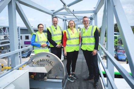 From left West of England Mayor Helen Godwin and Local Transport Minister Simon Lightwood with Isabel McAllister and Rob Pymm from First Bus @JonCraig Photos
