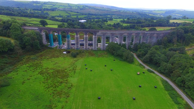 62,010 meters of scaffold board was used to cover the 850ft long Cynghordy Viaduct