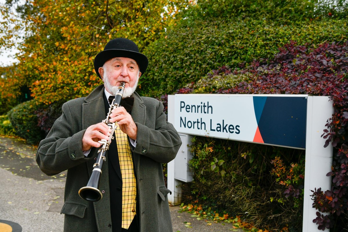 Philip Lowe performs all genres of music with his clarinet at Penrith station