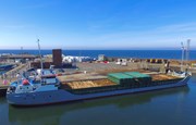 First shipment of timber leaving Troon harbour: Credit ABP Ports