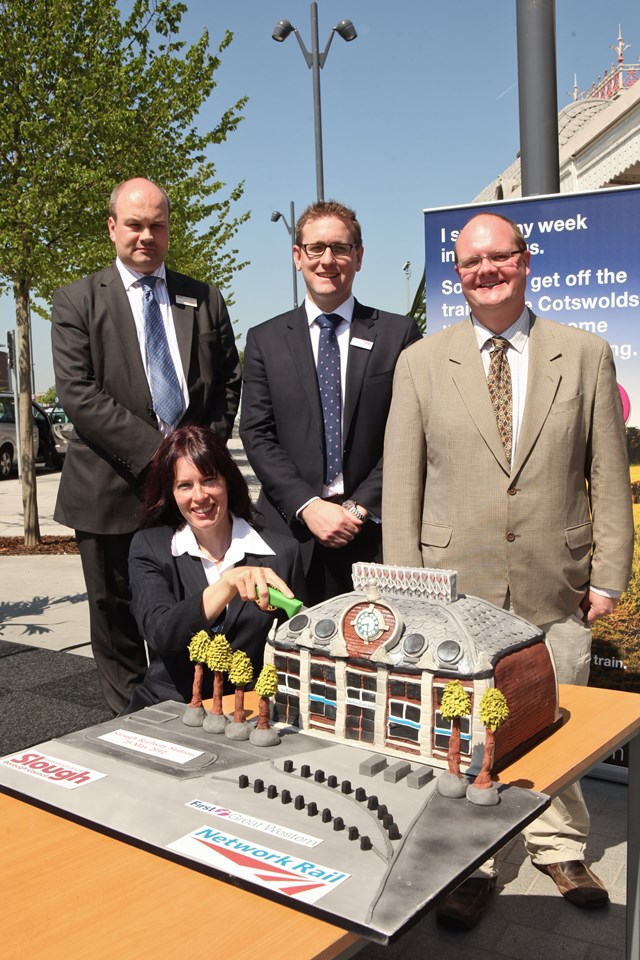 From left to right: Mark Hopwood, First Great Western managing director, Jeanette Chippington, gold medal winning Paralympian, Patrick Hallgate, Network Rail’s route managing director and councillor James Swindlehurst, commissioner for neighbourhoods and renewal at the event