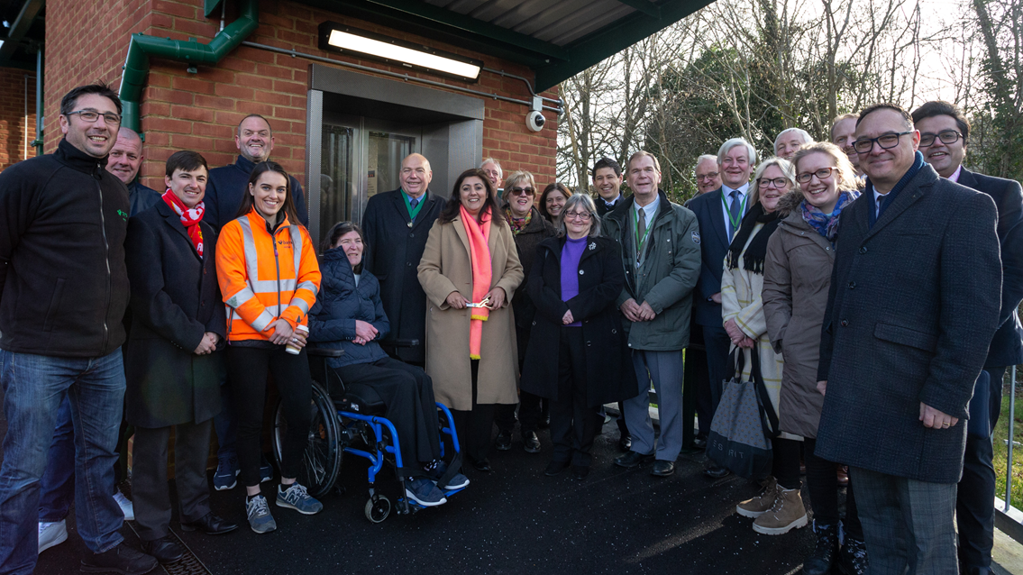 Step-free access now available at Crowborough station in East Sussex after lifts and new footbridge opens for passengers: Crowborough AfA group photo