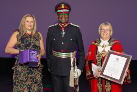Cllr Hilary Bills, the Mayor of Dudley, with Eve O'Connor of Halesowen in Bloom and Derrick Anderson