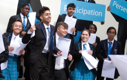 Students at Petchey Academy receiving their GCSE results 2017
