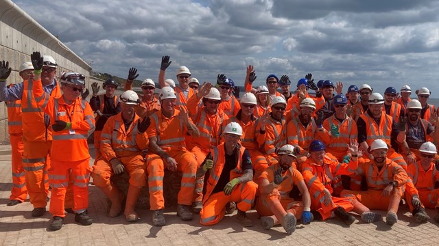 Workers from the Dawlish sea wall project: Workers from the Dawlish sea wall project