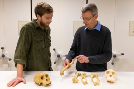 Researcher Dr David Cooper and Principal Curator of Vertebrate Biology Dr Andrew Kitchener, examine Choppers' remains  at the National Museums Collection Centre in Edinburgh. Photo Duncan McGlynn (2)