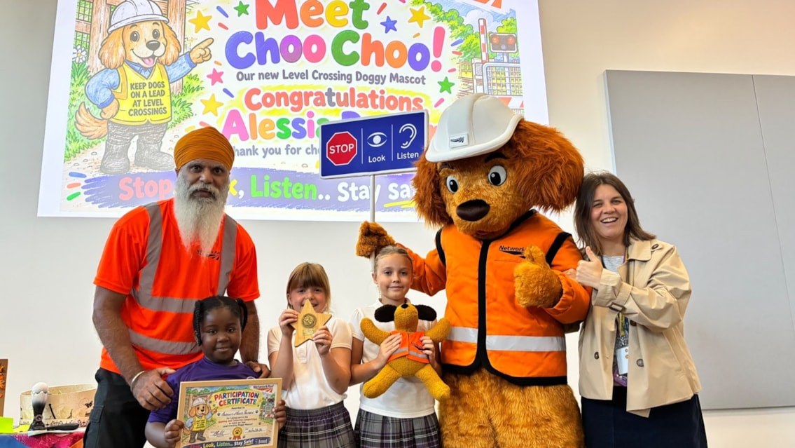 I Choo-Choo choose you... rail safety mascot named by Shropshire school: Choo Choo safety dog naming October 2026