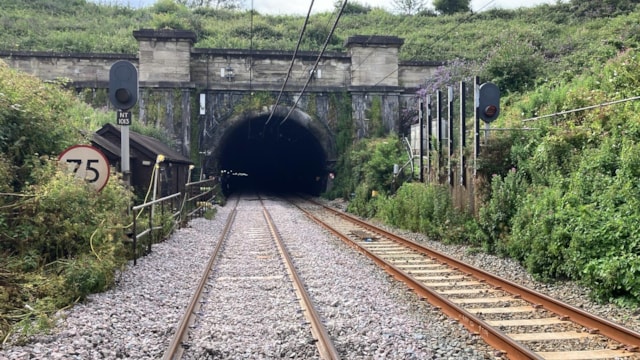 The Severn Tunnel portal on the Western/English side following track renewal, July 2024