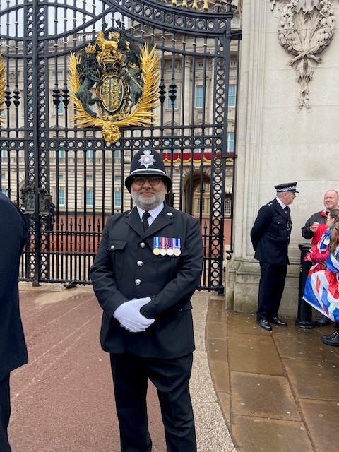 PC Mumnoon Ahmad at Buckingham Palace - Pic credit M Ahmad