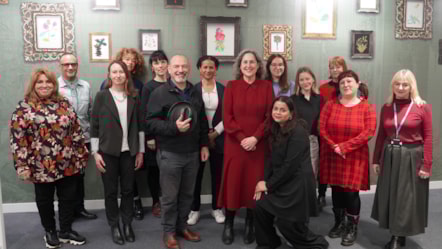Mayor of Hackney, Caroline Woodley, with Cllr Chris Kennedy, Cabinet Member for health, adult social care, voluntary sector and culture and Hackney Central library staff 