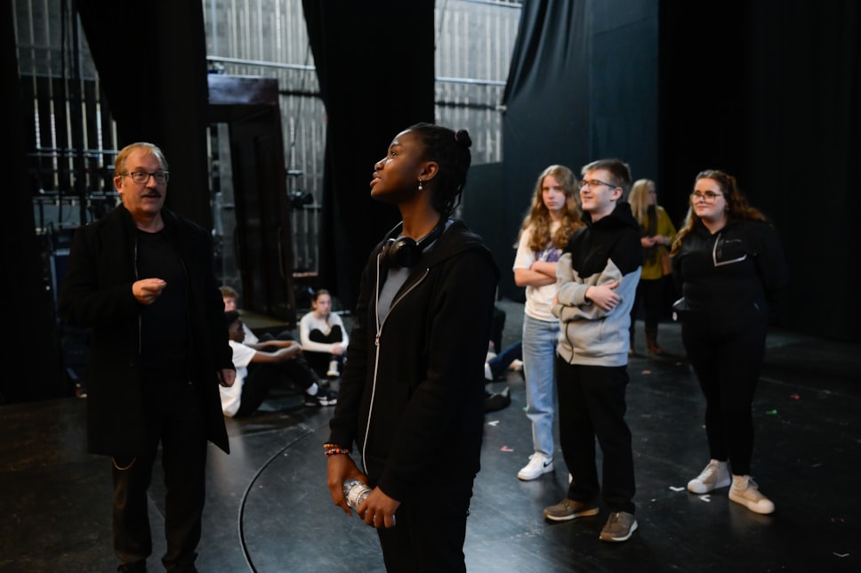 Pupils from St John Henry Newman College in Carlisle enjoy a behind the scenes insight into Murder on the Orient Express and The King's Theatre in Glasgow. Credit Julie Howden.