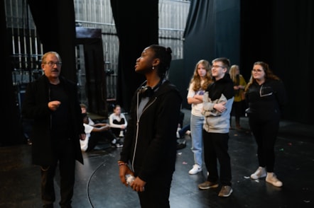 Pupils from St John Henry Newman College in Carlisle enjoy a behind the scenes insight into Murder on the Orient Express and The King's Theatre in Glasgow. Credit Julie Howden.