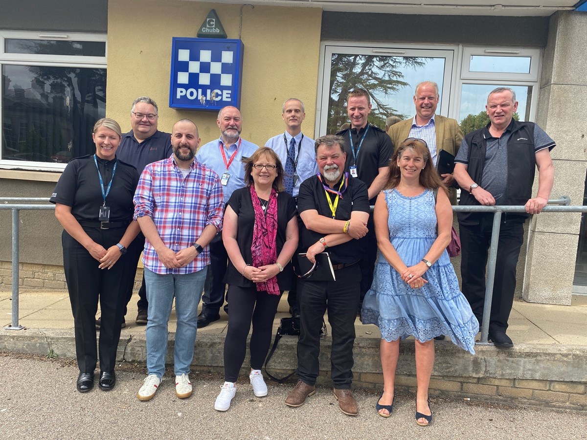 Councillor CCTV visit to Elgin Police Station: Cllrs Leadbitter, Fernandes, Divers, Warren, Keith, Cameron, Robertson, McLennan and McBain meet Area Commander, Simon Reid, and Chief Superintendent Kate Stephen, Local Police Commander at Elgin Police Station.