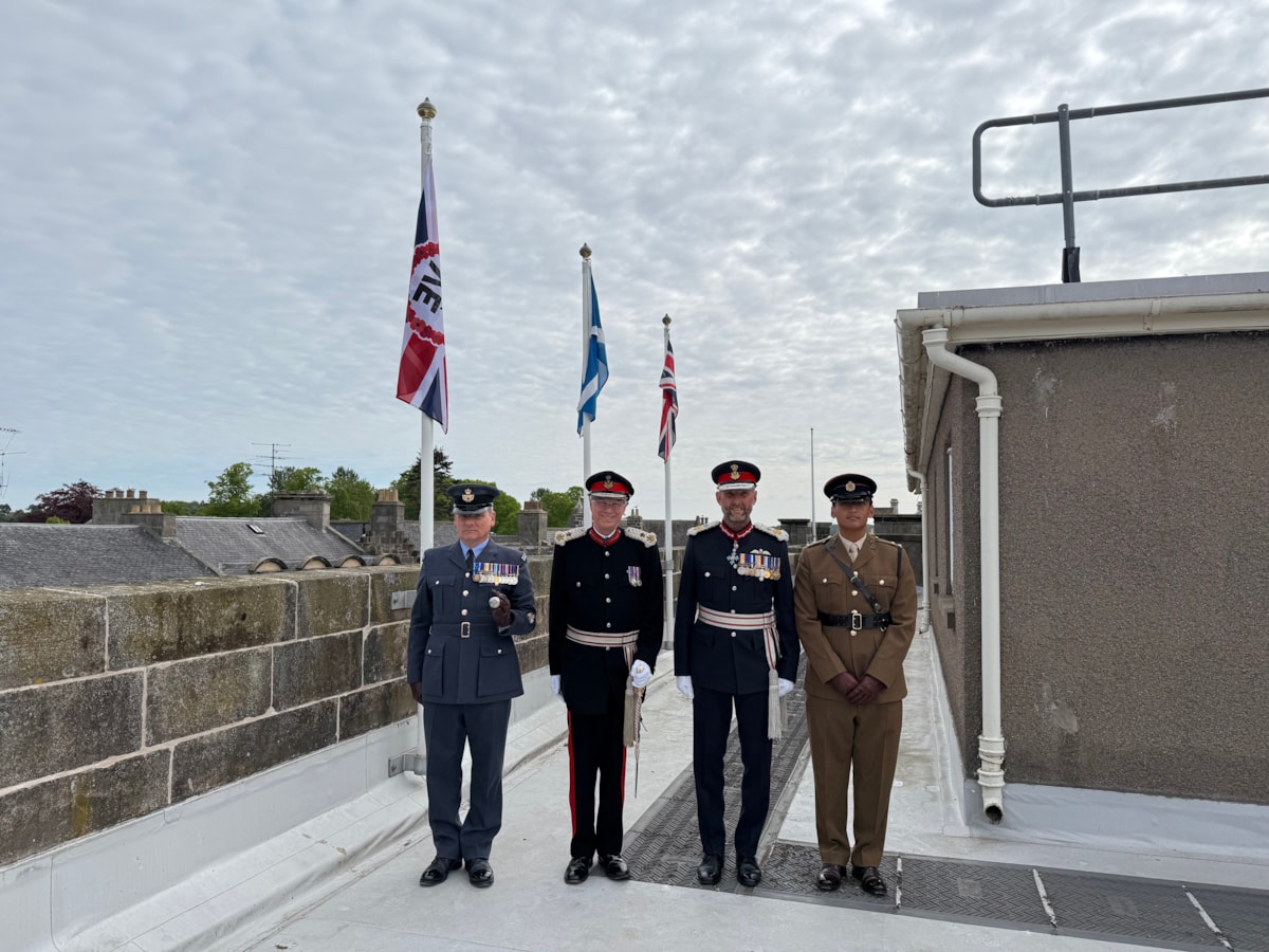 RAF Lossie, LL Banffshire, LL Moray, 39 Engineers with flags