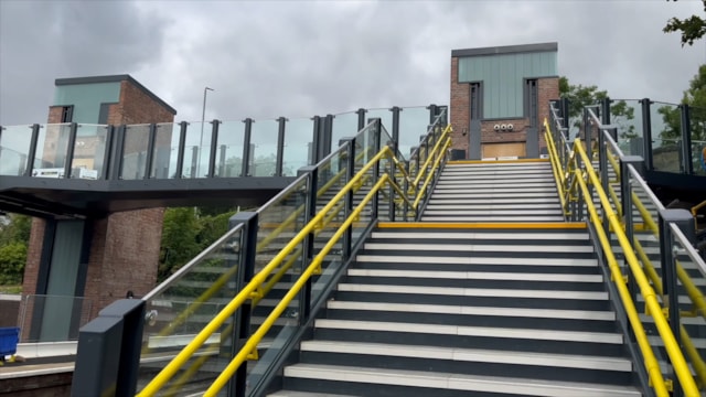 First of its kind passenger footbridge opens at West Yorkshire station: Garforth Beacon bridge new staircase