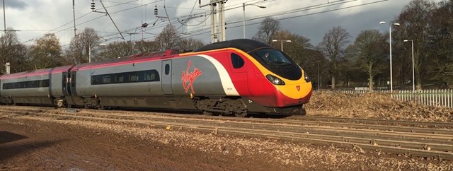 The first train on the formerly flooded section of the West Coast main line north of Carlisle