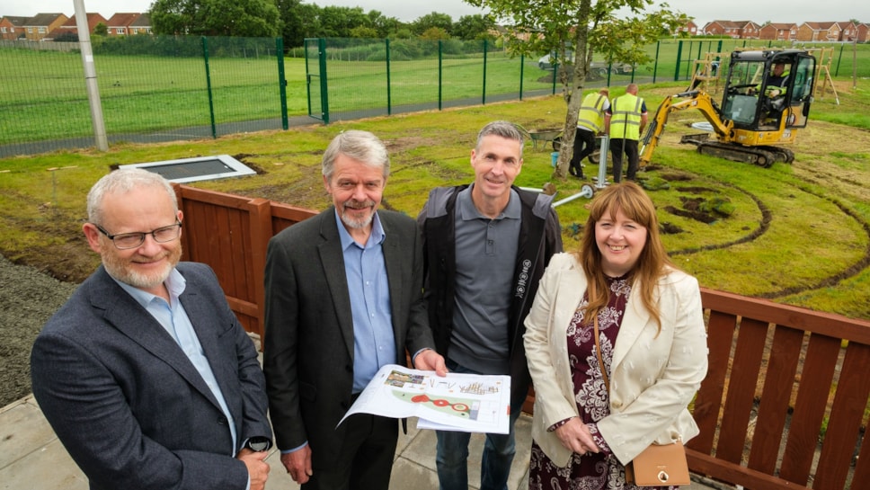 Cllr Barton and Cowan with Simon Bell and Andrew Kennedy at Onthank PS ASL