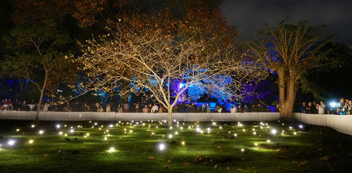 Light Night 2023: On Park Square, a magical installation co-produced with the British Library will go back in time to the ancient forest of Leodis, with visitors strolling through a tranquil glade filled with glowing flowers, fairies, and mystical stone circles.
The piece, entitled Enchanted Glade, is inspired by British Library’s upcoming exhibition Fantasy: Realms of Imagination and features work by several artists.
