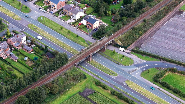 Major railway bridge renewal starts in St Helens this weekend: Rainford-Bypass-bridge-aerial (1)