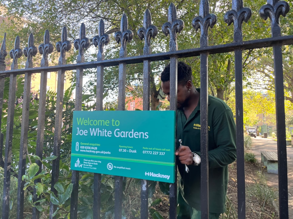 Installing Joe White Park Sign Sept 2023