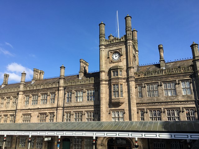 Shrewsbury railway station lighting up blue for NHS and all critical workers: Shrewsbury Station-5