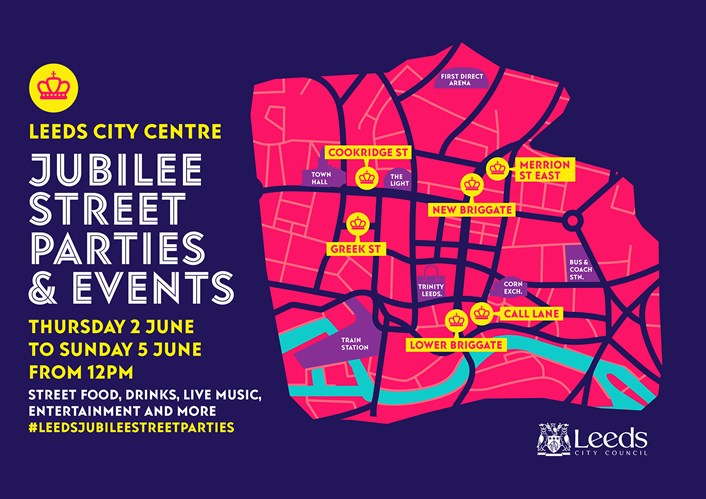LCC Jubilee Street Party Map: Leeds City Council is working with the city’s hospitality sector to deliver a series of free street parties that will take place across the Jubilee weekend.