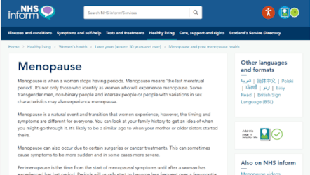 NHS Inform - Menopause - Women's Health Platform