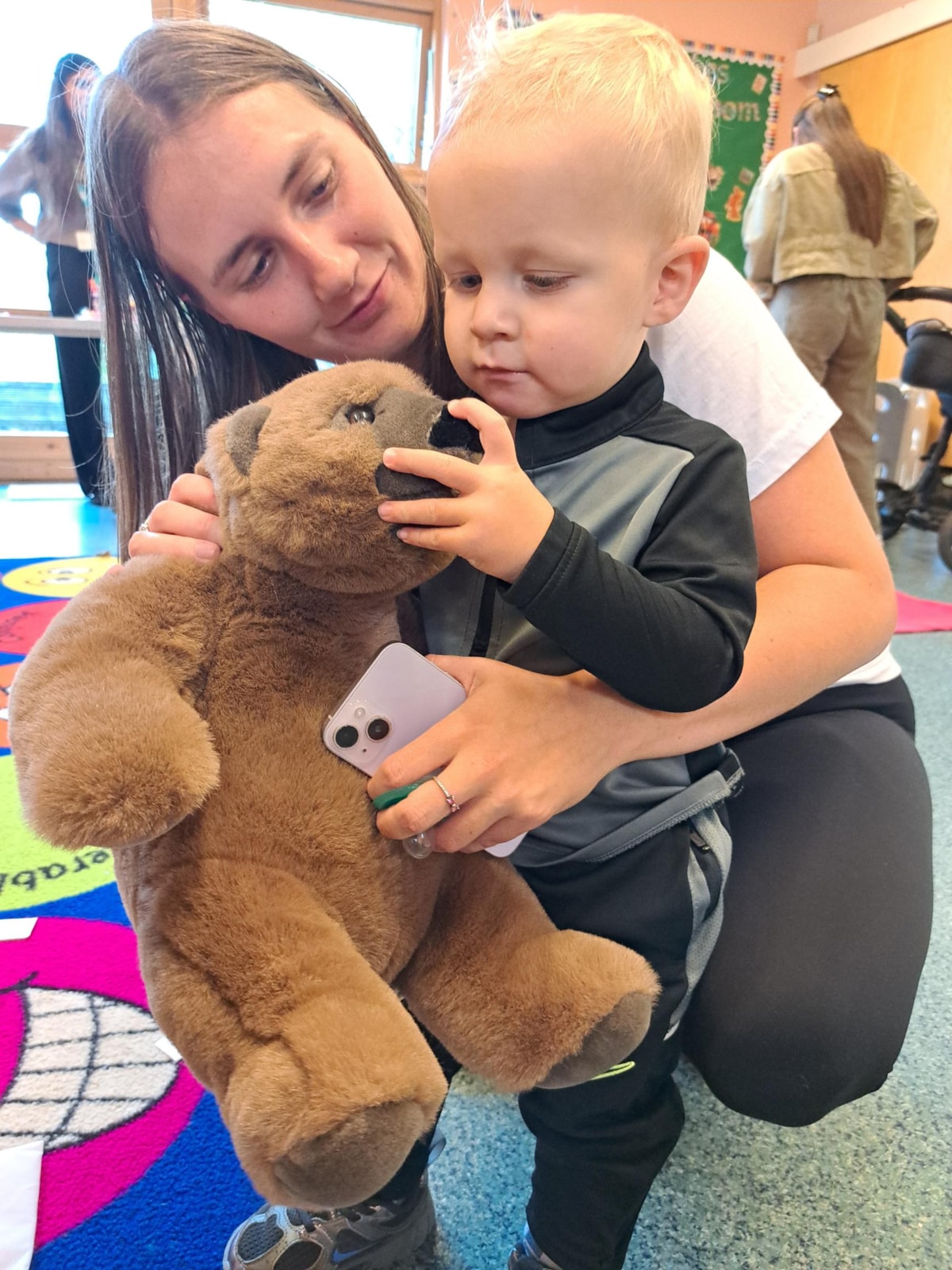 Mum Danielle with 17-month-old Arlo at Ribbleton Family Hub's teddy bears' picnic