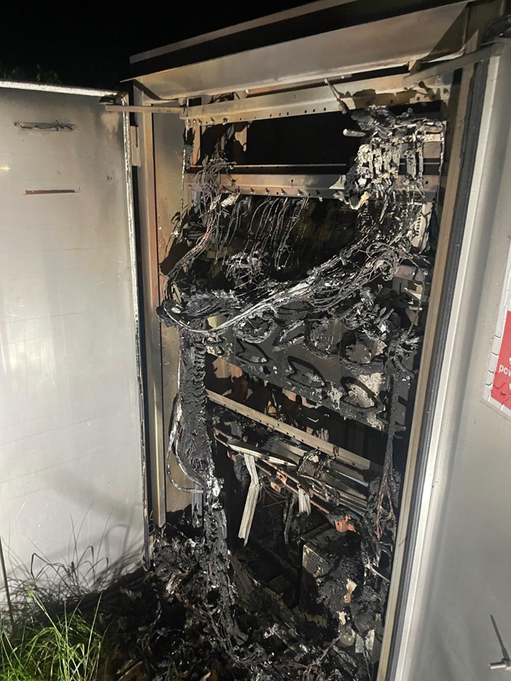 Fire damage to signalling cabinet Marshfield1