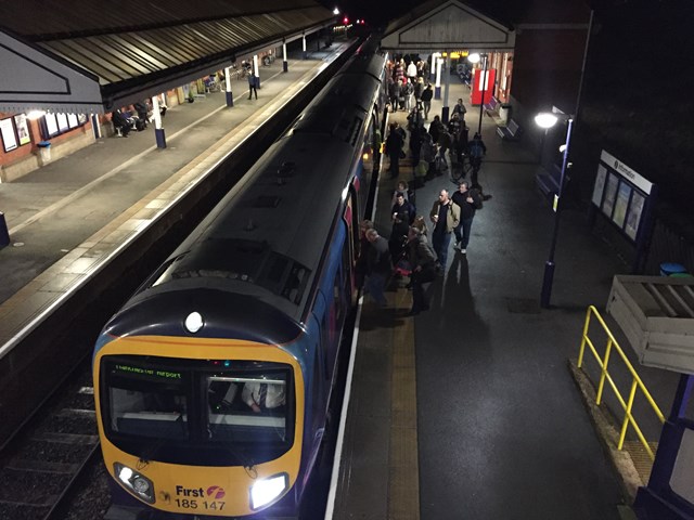 Passengers board the first Scunthorpe to Manchester Airport service following the £100m resignalling project