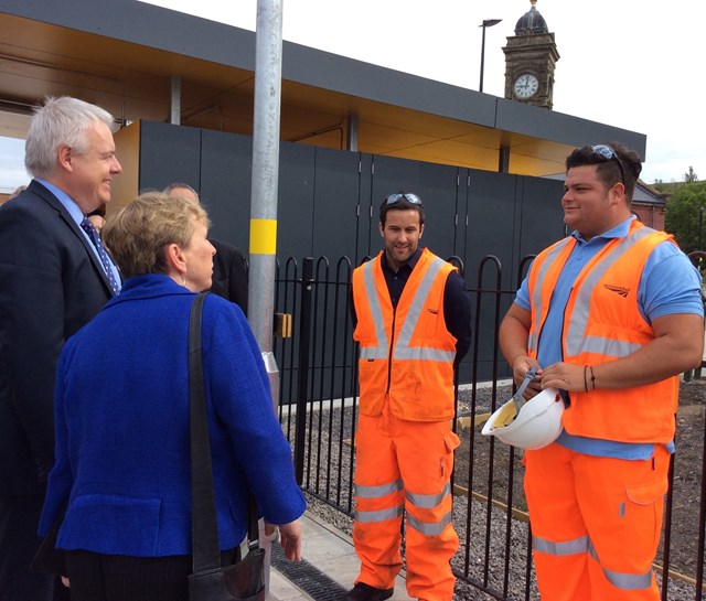 Ebbw Vale Town official opening - First Minister meets Network Rail apprentices