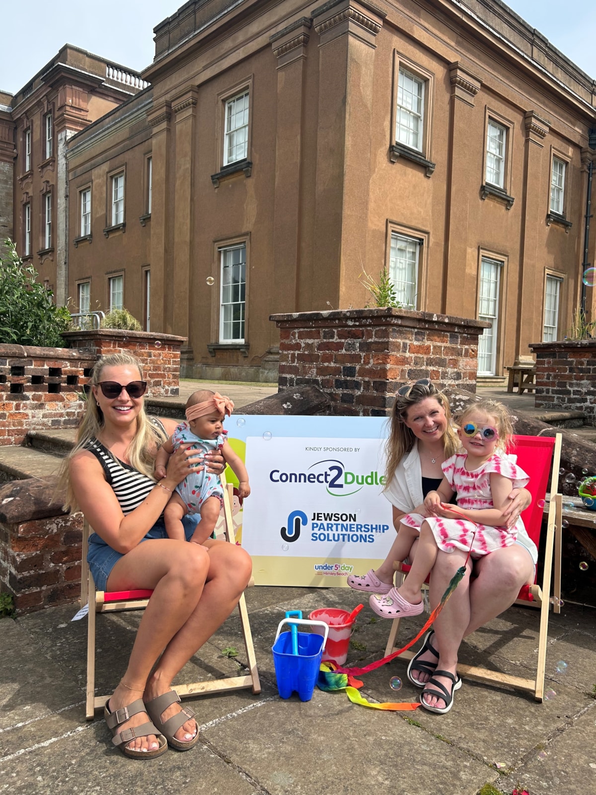 Local mums Ellie and Kristina with with Amelia and Maeve