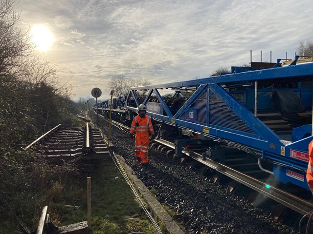 Weymouth to Yeovil New Track Construction train at Chetnole: Weymouth to Yeovil New Track Construction train at Chetnole