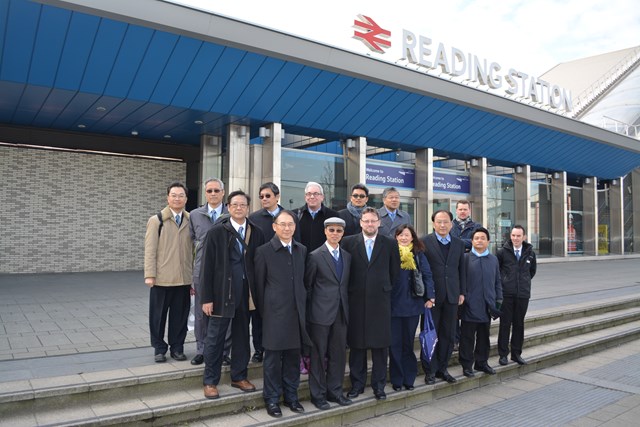 Reading railway redevelopment gains international recognition: Taiwanese delegates with Network Rail staff at Reading station