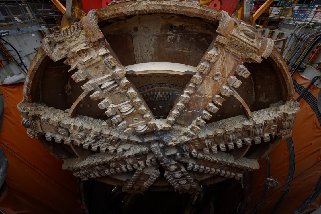 TBM Emily lifted at Green Park Way ventilation shaft July 2025