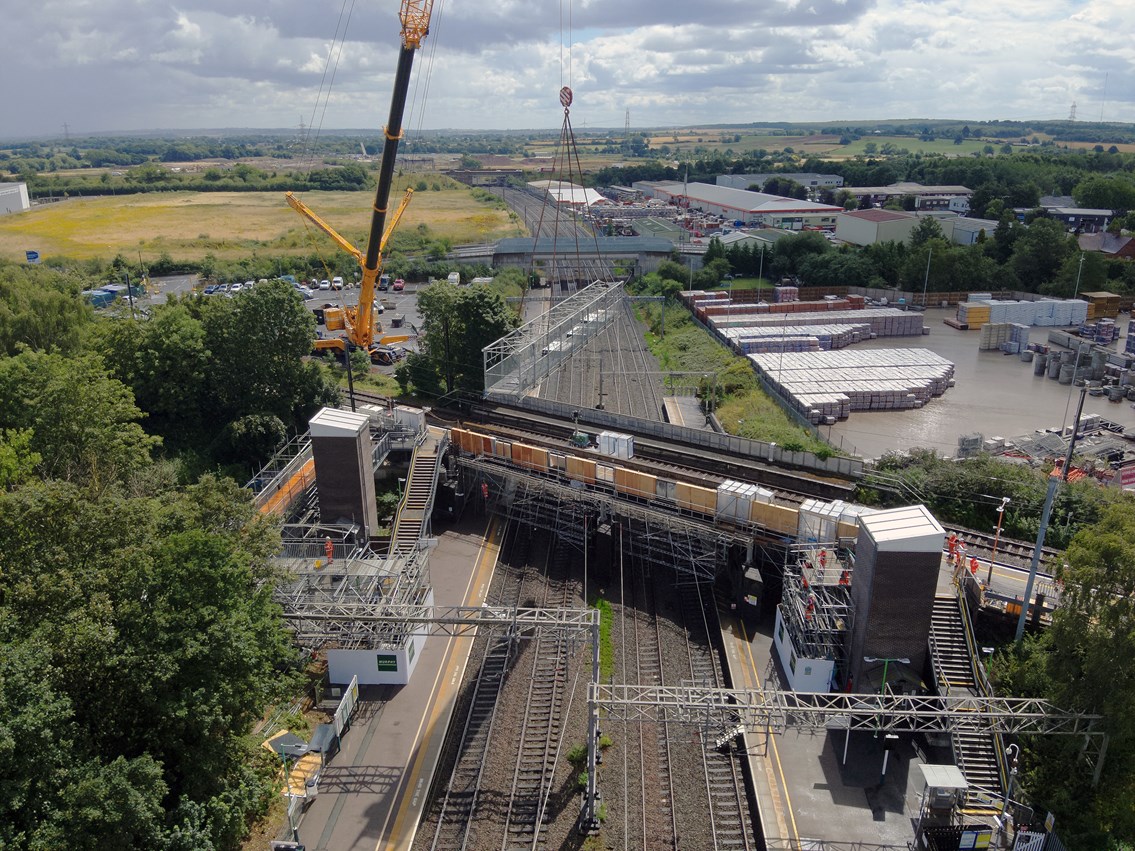 Aerial shot of platform 3 at Lichfield Trent Valley station ahead of demolition